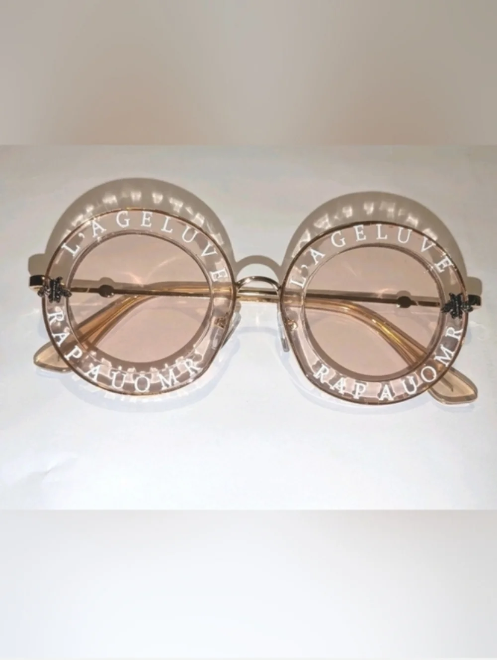 Round Luxury Tea Tint Bold Statement Print Sunglasses